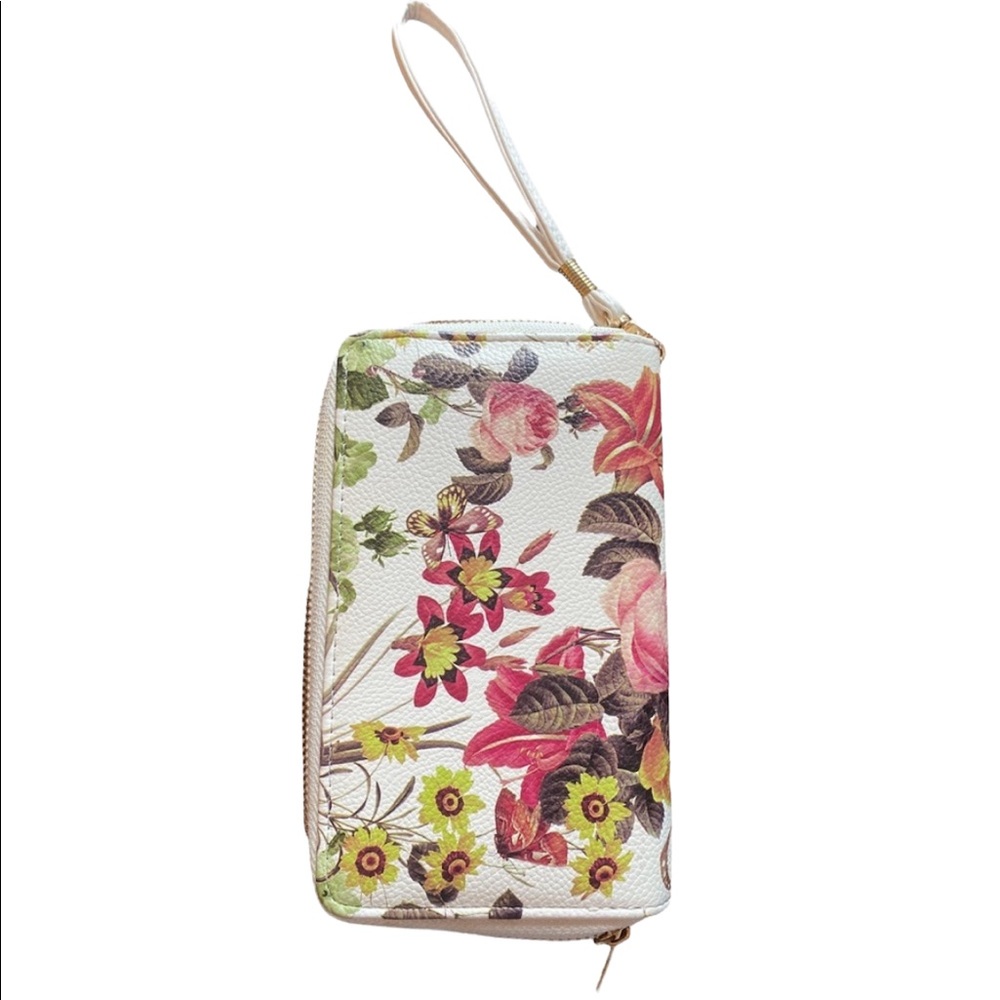 Double Compartment Wristlet with Vintage Florals